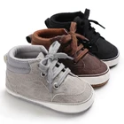 Обувь спортивная для маленьких мальчиков, мягкая Нескользящая кожа, на шнуровке, синтетическая подошва, обувь для малышей 0-18 месяцев