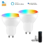 Tuya GU10 WiFi умный светильник LED лампы RGB + CCT 4W светодиоидная лампа с регулируемой яркостью лампы приложение Smart Life удаленный контроль работы с Alexa Google Home