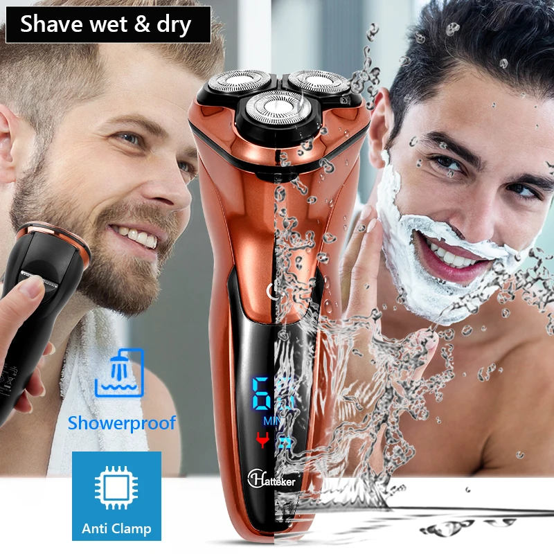 

Dry & Wet Men Shaver Razor Electric Usb Shaving Trimmer Rotary Waterproof Shaver Machine Lcd Display Electric Razor Beard Smart