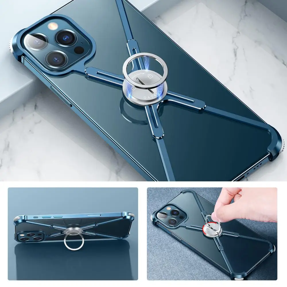 luxury metal frame shape bumper case for iphone 13 pro max cool shockproof back cover for iphone 12 mini free global shipping