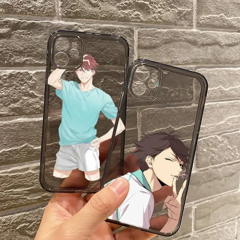 

Haikyuu Oikawa Phone Case For iPhone 7 8 11 12 X XS XR MINI Pro Max Plus Retro Black Grey clear transparent