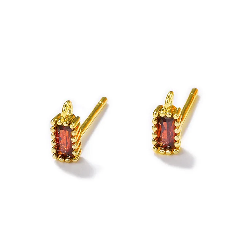 

Factory Wholesale Gold Color Brass Square Stud Earrings With S925 SLIVER PIN Earring Jewelry Making Supplies Diy Accessories