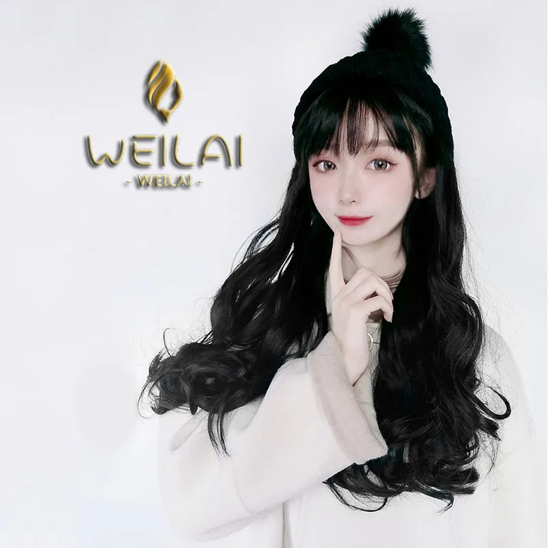 WEILAI Wig женская зимняя Корейская Вязаная Шерстяная Осенняя шапка Ins и корейская