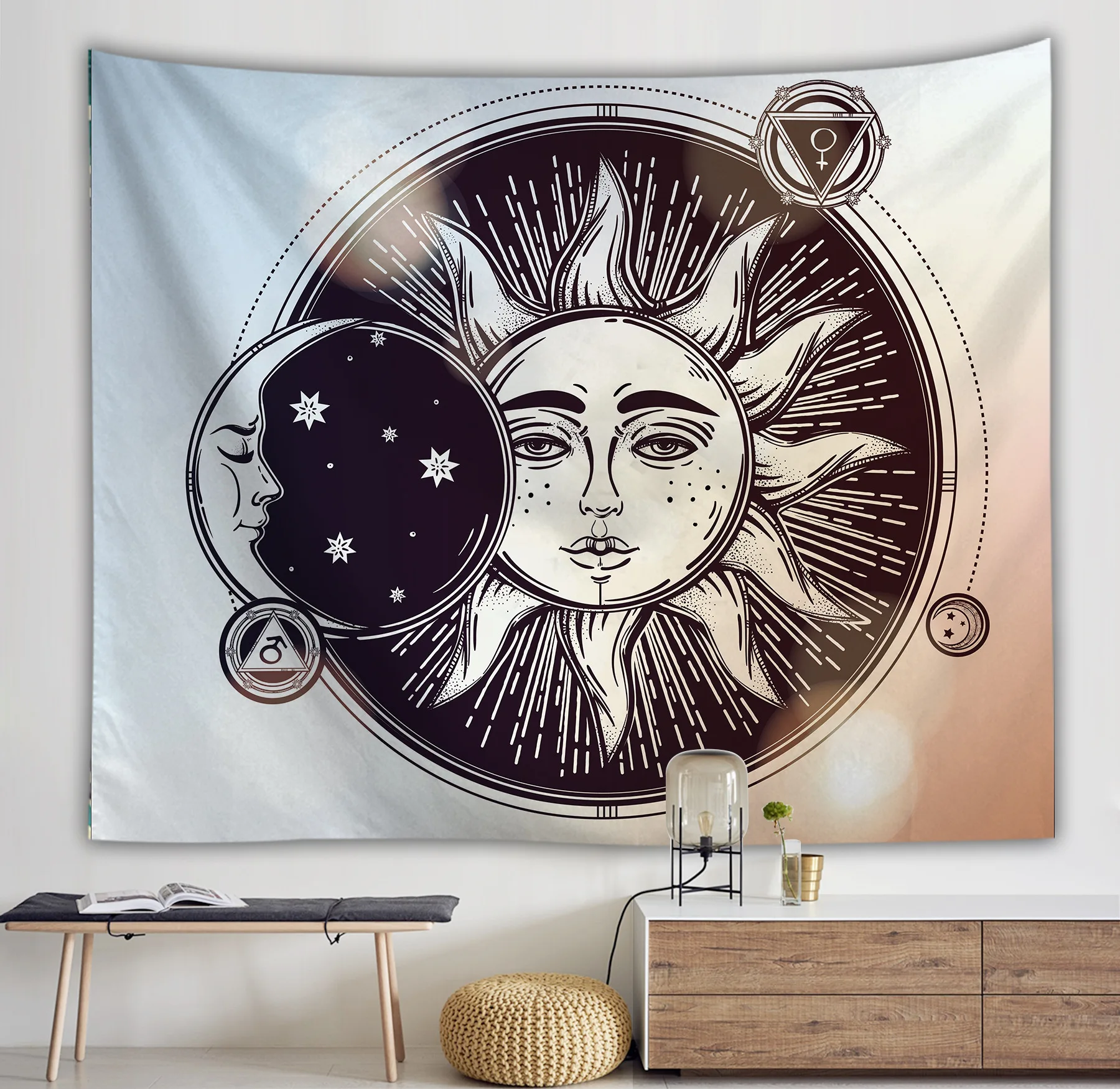 

Yaapeet 1pc Sun Printed Wall Hanging Polyester Psychedelic Wall Tapestry Retro Brief Home Decor New Classical Hanging Tapestry