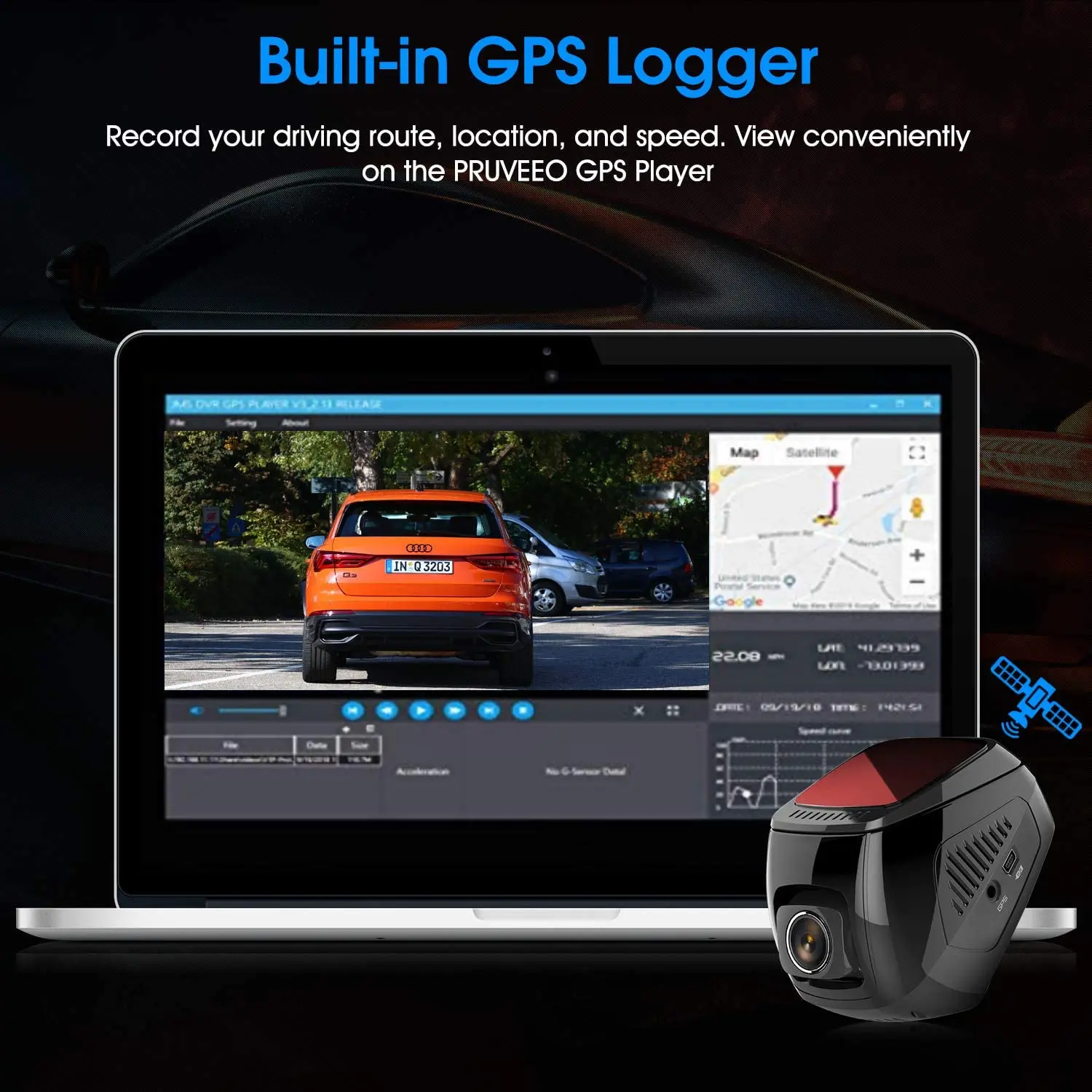Видеорегистратор Pruveeo T7 4K встроенный Wi-Fi GPS UHD 2160P для автомобилей 2 4-дюймовый