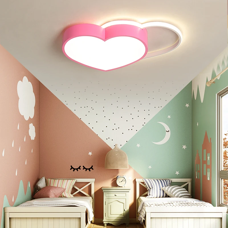 Потолочные светильники для детской спальни светодиодные розовые в форме сердца