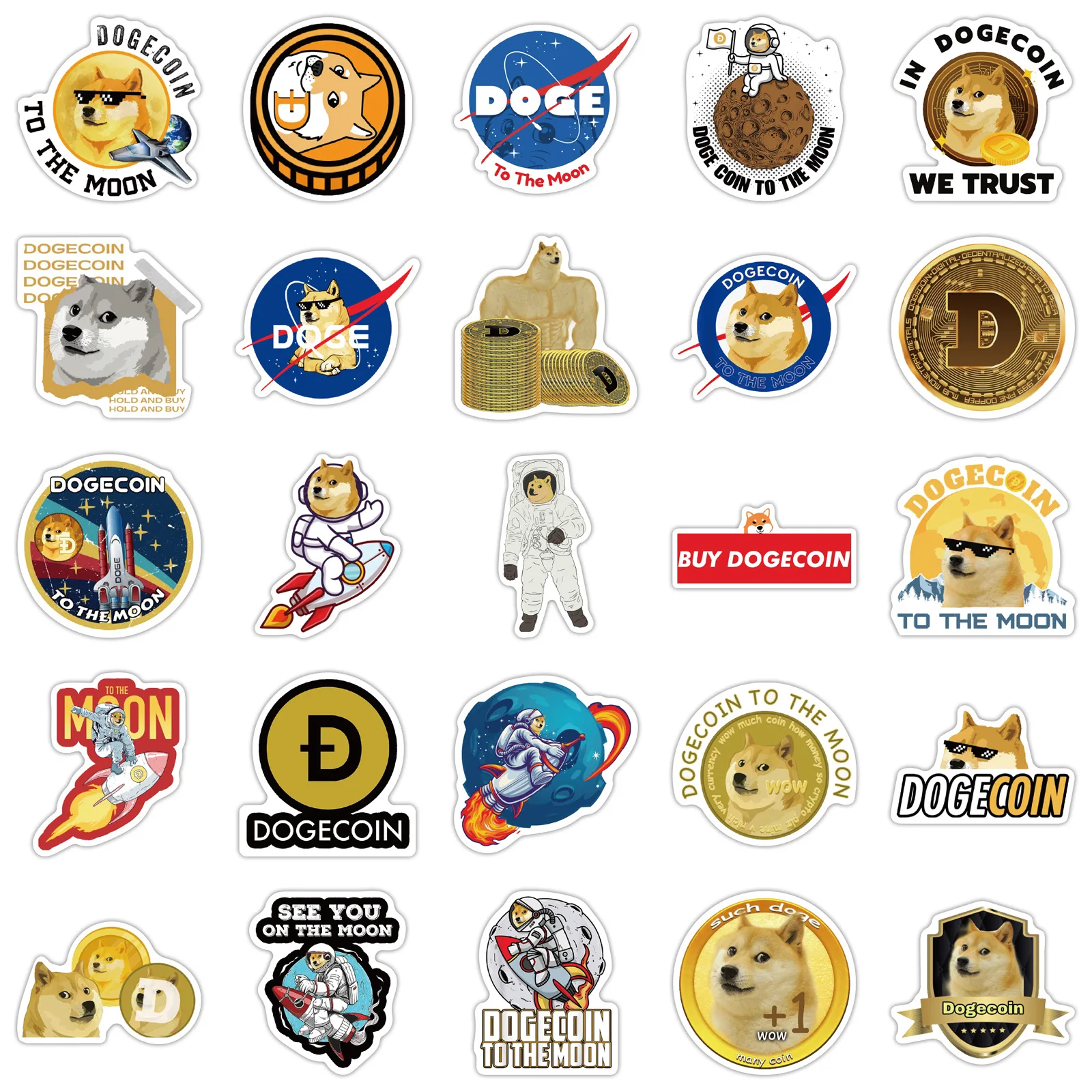 

10/50Pcs Funny Meme Stickers Dogecoin Bitcoin Encrypted Virtual Currency BTC Stickers Decal Toy Suitcase Laptop Luggage Graffiti