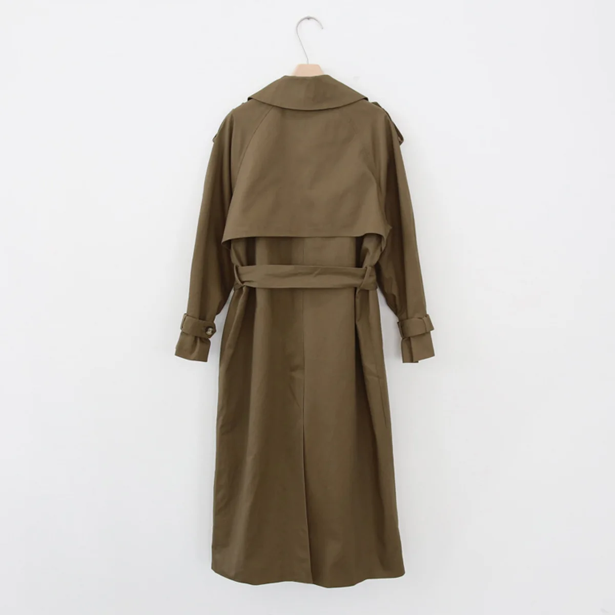 

2021 Fashion Spring Autumn Windbreaker Female Brown Long Sleeve Double-Breasted Simple Trench coat with Belt Chic Outwear