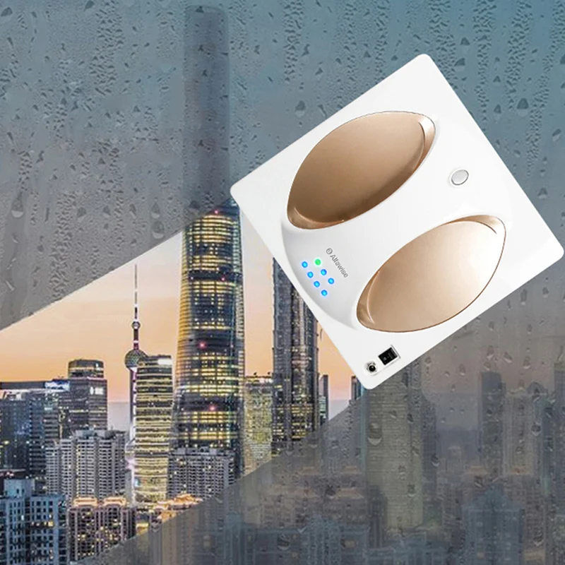 Champagne Gold Alfawise WS-960 умный робот-пылесос для окон, снаружи/на верхнее стекло, 4 ЖК-дисплея, вращающийся на 360 градусов, робот для уборки с дистанционным управлением - Цвет: Champagne Gold