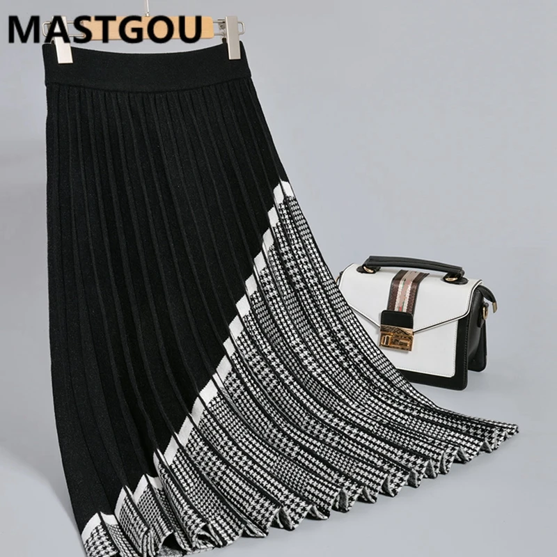 

Женская длинная Плиссированная юбка в стиле «гусиные лапки»