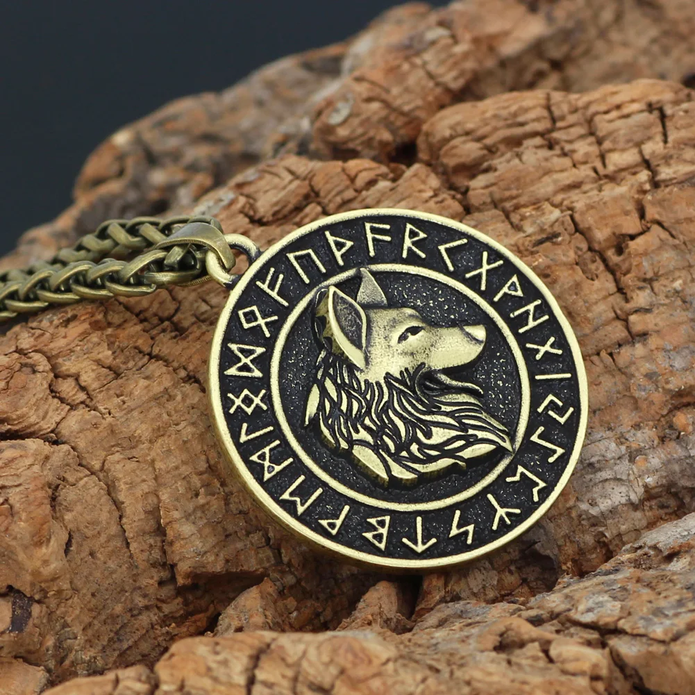 Скандинавский Викинг odin wolf Geri и Freki rune ожерелье с подвеской в форме руны Norse