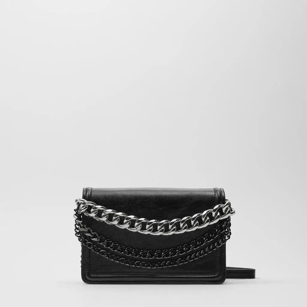

Female bag 2020 new black chain ornament single shoulder messenger bag chain bag fashion atmosphere retro handbag high quality