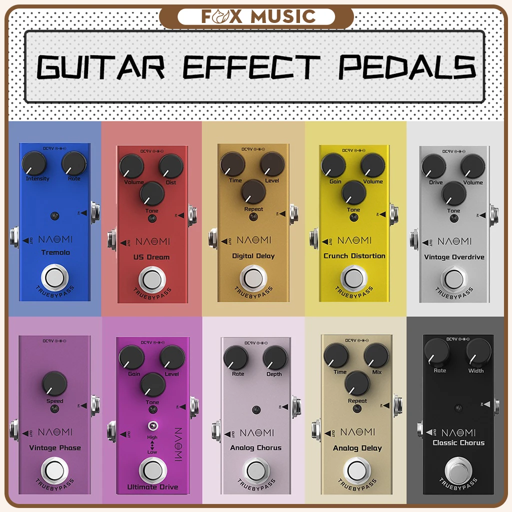 

NAOMI Guitar Effect Pedals DC 9V Metal Casing Overdrive/ Distortion / Delay Multi Effects for Metal Music Lover