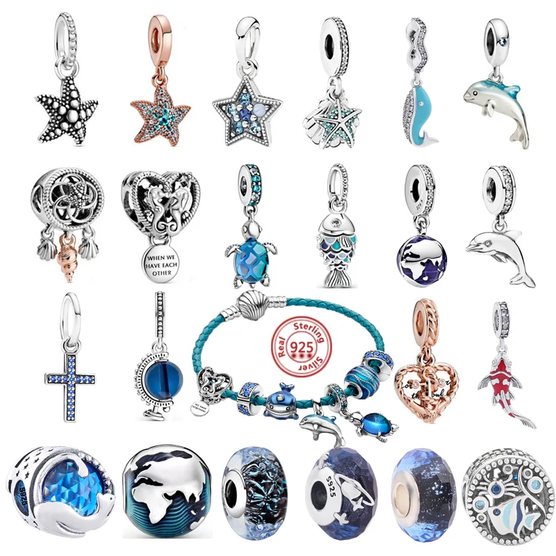 2022 New Summer Ocean Charm Series Murano Glass Sea Turtle Starfish Fish Beads Fit Original Pandora Bracelets Women Jewelry Gift