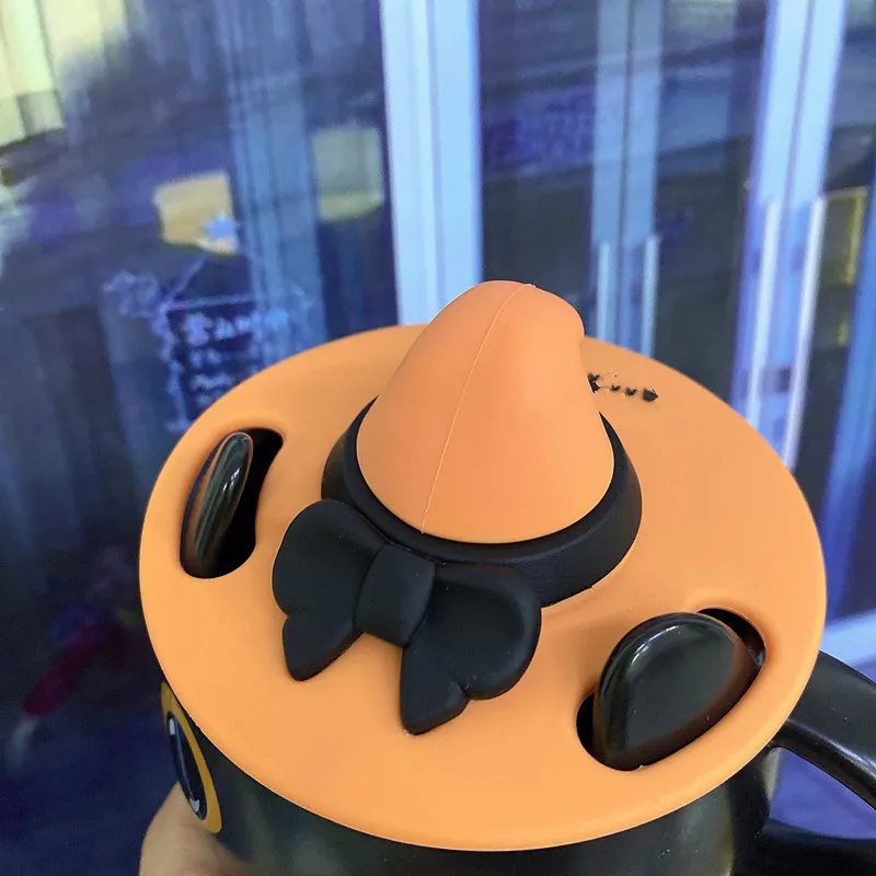 Керамическая кружка в виде таинственного черного кота черная матовая с ручкой