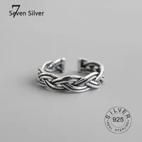real 925 sterling silver rings for women weave trendy fine jewelry large adjustable antique rings anillos