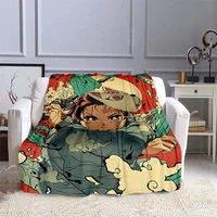 demon slayer throw blanket print warm flannel anime kimetsu no yaiba tanjirou nezuko blankets for fans sofa bed blankets