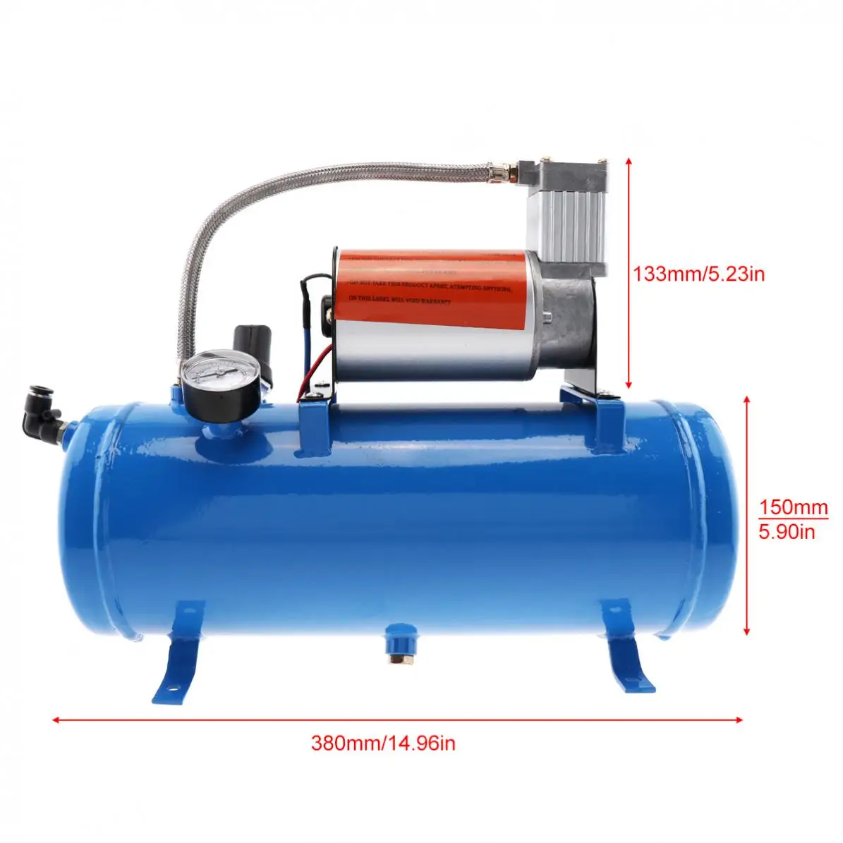 Super Loud 4 Trumpet Air Horn 150psi 12V 6L Mini Electric Compressor Kit Blue Tank Gauge for Car Train Truck | Автомобили и