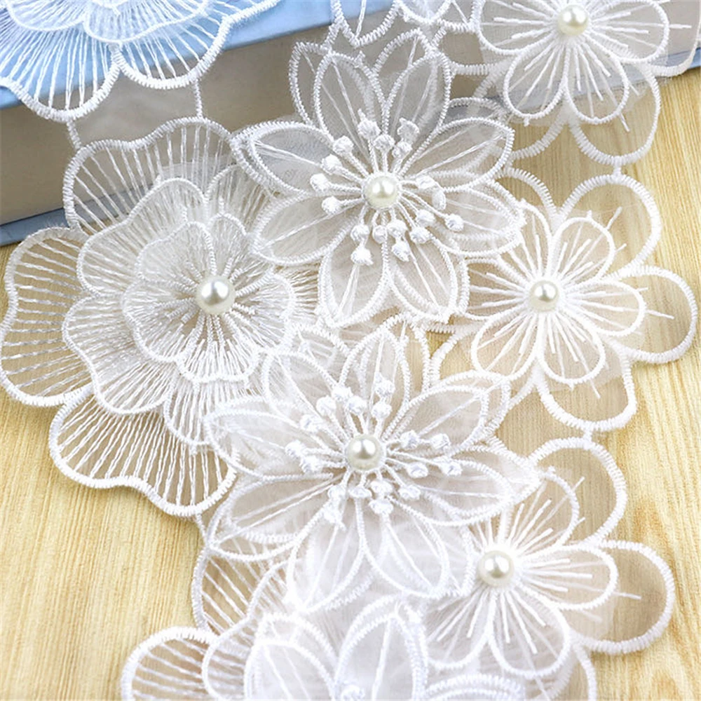 1 м белый с цветами из бисера кружевной отделкой органзы вышивкой платья Прошитые