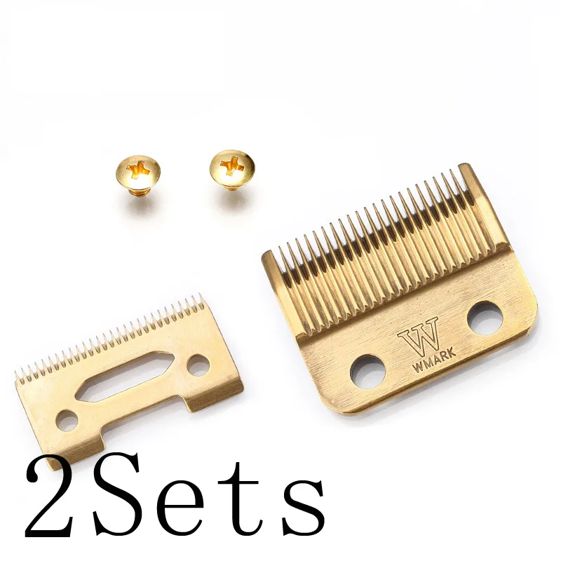 Golden 2 sets WMARK лезвия профессиональная аккумуляторная машинка для стрижки волос лезвие Высококачественная карбоновая сталь машинка для стрижки аксессуары золотистого цвета для выбора Золотой винты - Цвет: Golden 2 sets