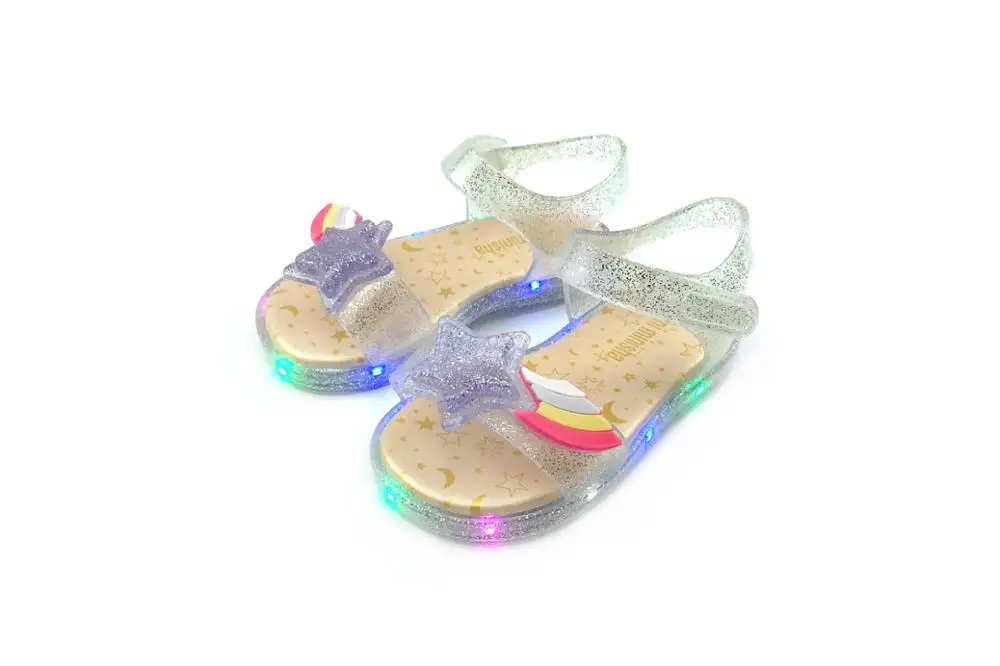 Сандалии желе с открытым носком для девочек Детские босоножки фонариками