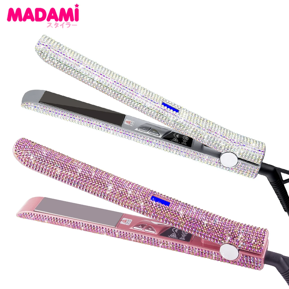 

LCD Display Hair Straightener Shine Flat Iron Titanium Floating Plate Crystal Rhinestone MCH Fast Heating Iron Hair Styling Tool