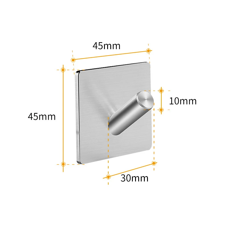

Stainless Steel Hooks Self Adhesive Wall Door Hook Kitchen Bathroom Towel Holder Hooks Key Hanger Rack Multi-function Organizer
