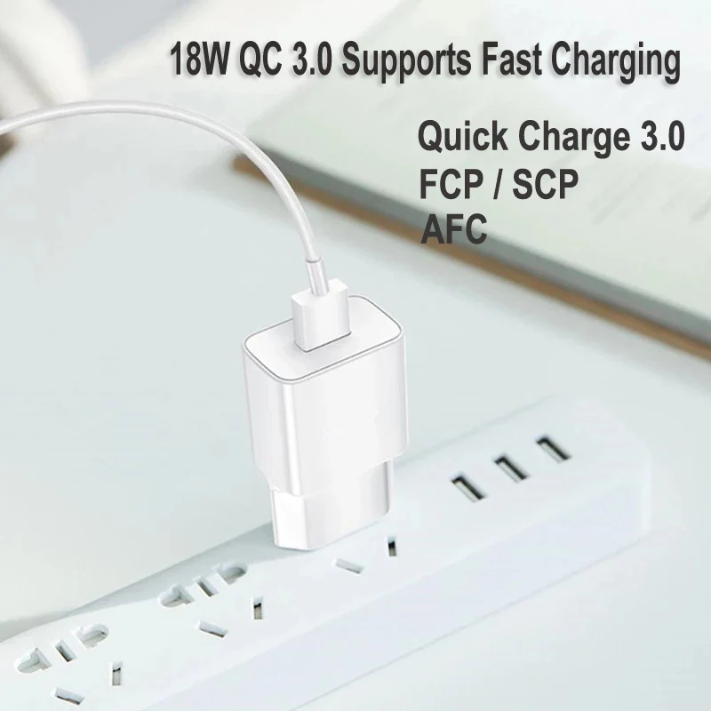 QC 3.0 Fast Phone Charger EU Plug For Xiaomi A2 A3 10 8 9 SE Redmi 8A Note 10 S 9T 8T 9 8 7 Pro Phone Power Type-c USB Cable