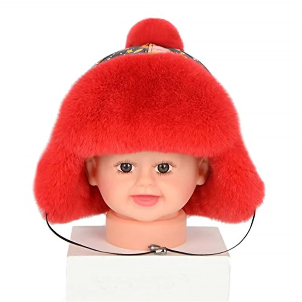 Детские меховые шапки из натурального кроличьего меха для мальчиков и девочек