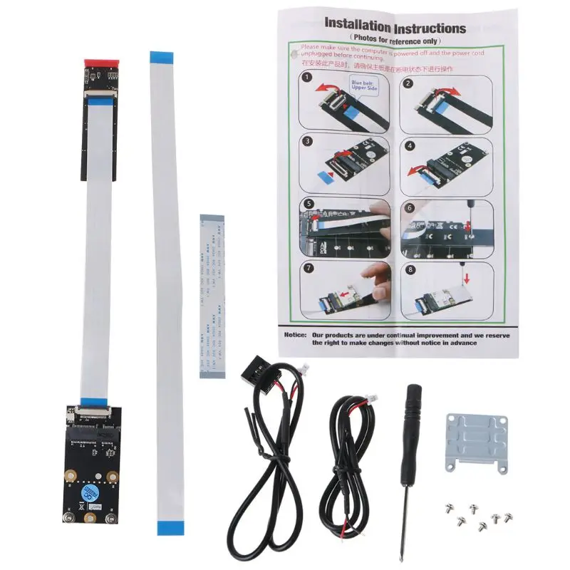 

Переходник M.2 NGFF Key B/M/B + M на Mini PCI-E с кабелем FFC Для комбинированной карты Wi-Fi