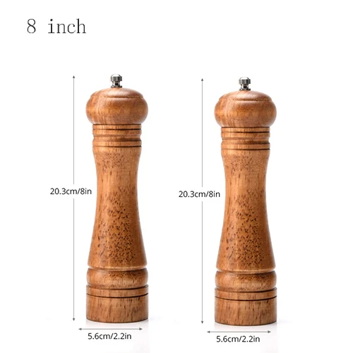 2ps 8 inch 5-дюймовый деревянная мельница для соли и перца, ручной морская соль травы перец шлифовальные машины с Керамика, шлифовка, Кухня специй травы инструменты - Цвет: 2ps 8 inch