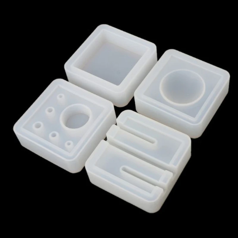 

4Pcs Silicone Mold Card Storage Pen Holder Epoxy Resin Mold Office Desk Ornament