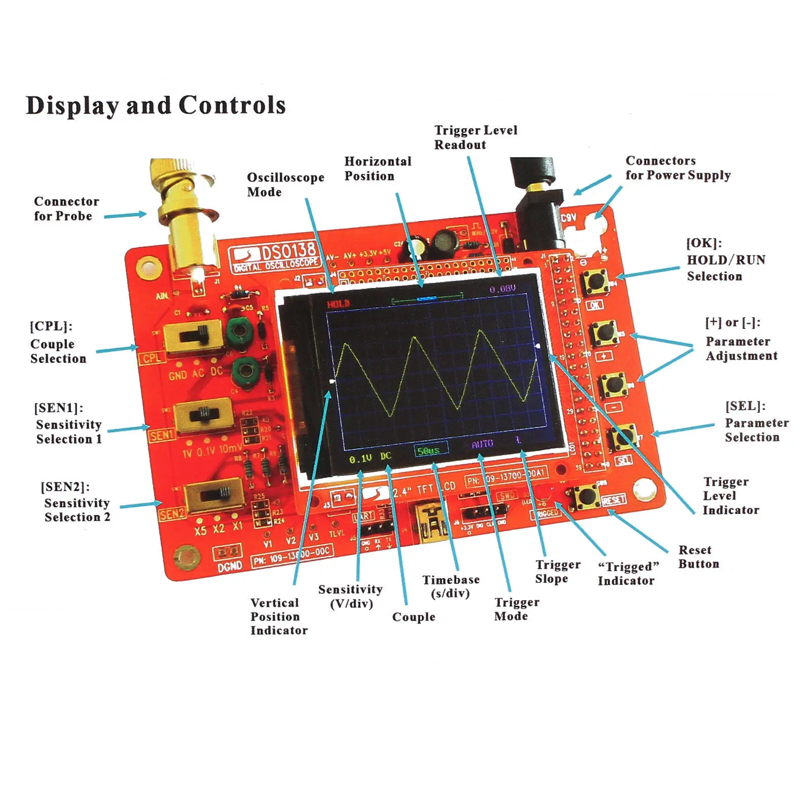 

DSO138 Fully Welded 2.4 TFT Digital Oscilloscope 1Msps Probe W/ Acrylic Housing