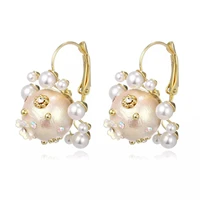 hongye vintage natural pearl women dangler korean fashion romantic ball firework drop earrings statement female jewelry