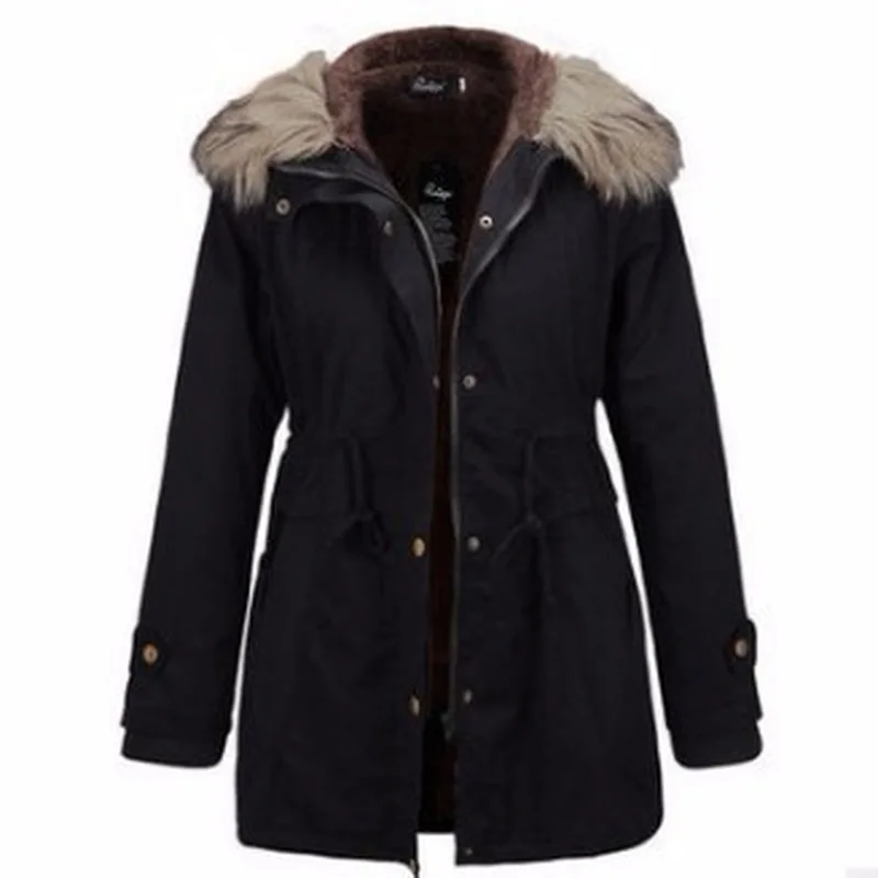 2020 Толстая зимняя женская куртка черные парки женские хлопковые пальто женское