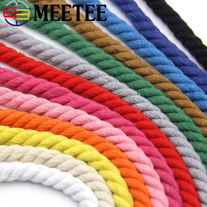 

Meetee 10Meters 12mm 100% Cotton 3 Shares Twisted Cords DIY Craft Decoration Rope for Bag Belt Sewing Accessories Crafts KY338