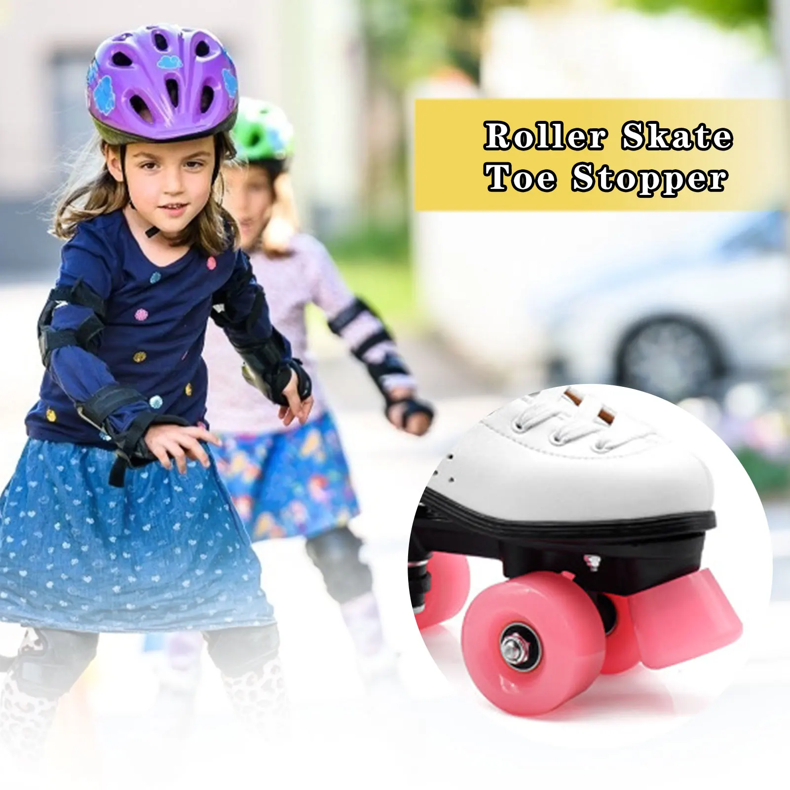 

1 Pair PU Double-Row Roller Skate Toe Stoppers with Screw Driver Skating Braking Brake Blocking Plug Pad