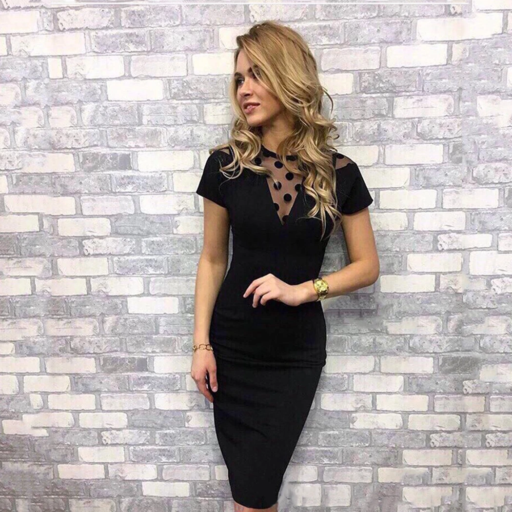 Однотонная черная сексуальная сумка бедра облегающее платье для женщин 2019