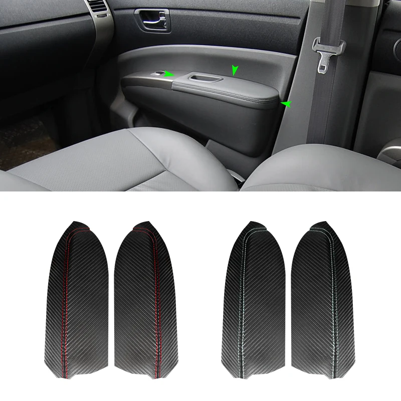 

For Toyota Prius 2004 2005 2006 2007 2008 2009 2pcs Carbon Texture Leather Front Door Armrest Panel Cover Protective Trim