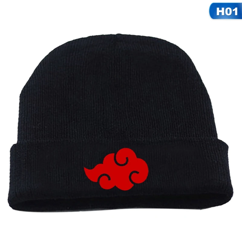 

Hokage Ninja Knitted Winter Warm Hats Men Women Boys Girls Elastic Red Cloud Baseball Caps Black Anime