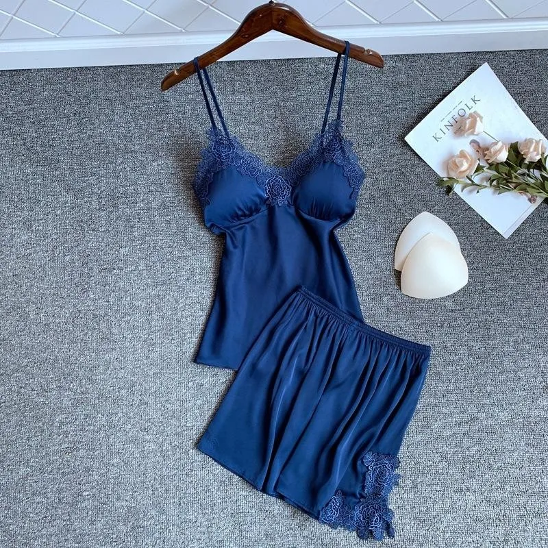 Пикантная кружевная Пижама на бретельках атласная пижама из 2 предметов рубашка