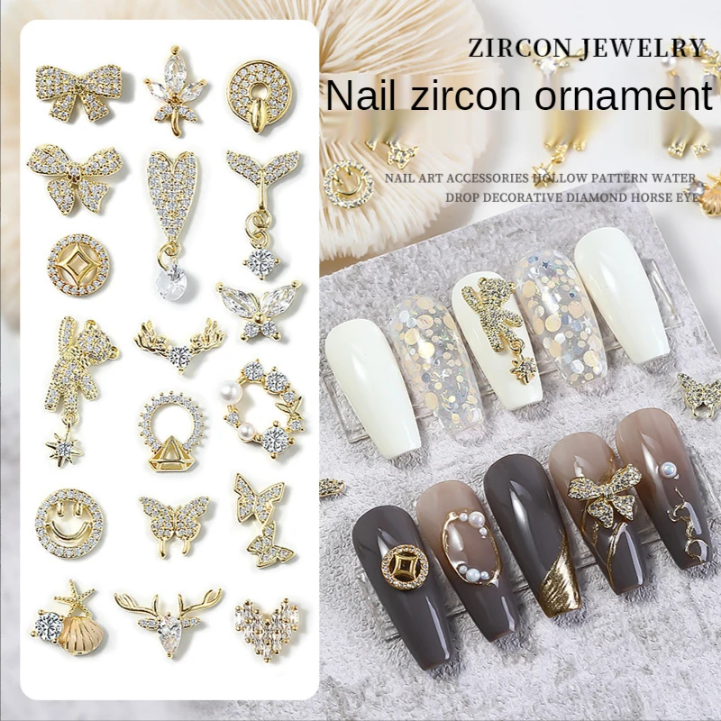 

3D Charm Micro Zircon Nail Art Decoration Bowknot Bear Sea Shells Pearl Tassel Mermaid Tail Pendant Crystal Diamond Nail Jewelry
