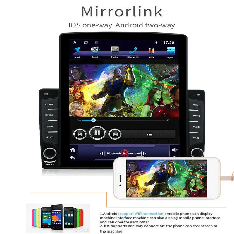 9.7 Inch Vertical Sn 1Din Quad Core Android 9.1 Hd 2.5D 2Gb+32Gb Car Mp5 Player Bt Stereo Fm Radio Gps Navigation | Автомобили и