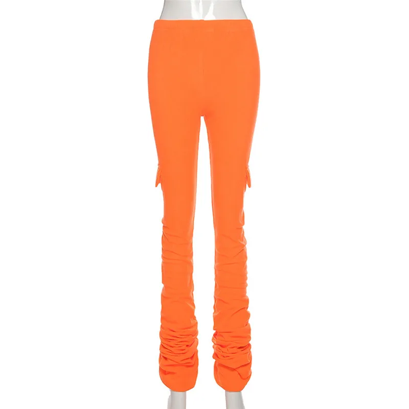 

Ahagaga Autumn Winter Fleece Pants Women Fashion Pocket Elastic Waist Overalls Casual Regular Women Cargo Trousers Female bottom