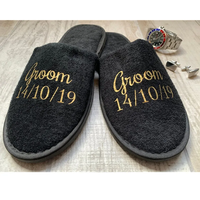 Персонализированные Роскошные золотистые мужские шлепанцы Шлепанцы для лучшего