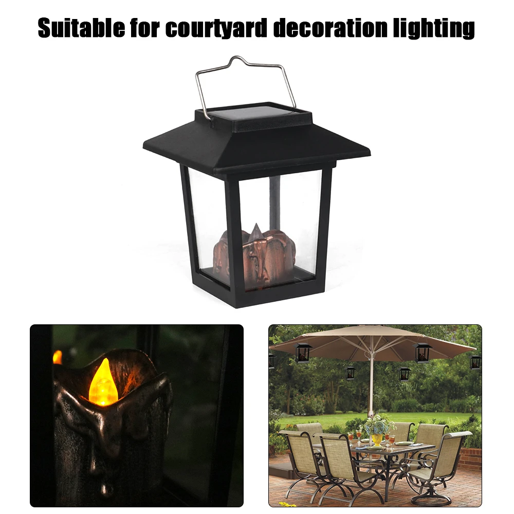 

6pcs/box Yard Garden Led Light Retro Flickering Hanging Lantern Candle Bright Pathway Decor Palace Light Waterproof Solar Lamp