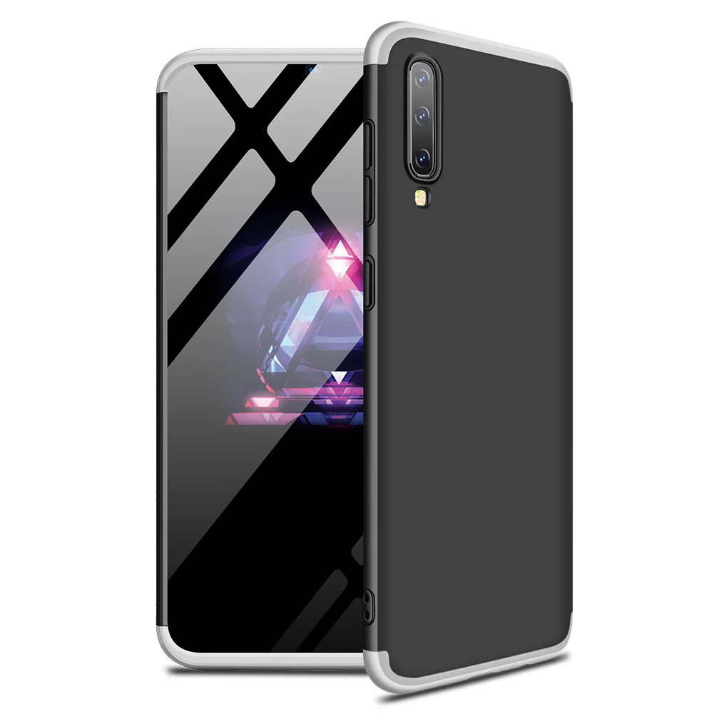 Black and Silver 360 Защита ПК чехол для samsung A50 чехол A80 A70 A50S A50 S 50 Роскошный чехол для задней части корпуса samsung Galaxy A50 чехол A30S A20 A10 - Цвет: Black and Silver