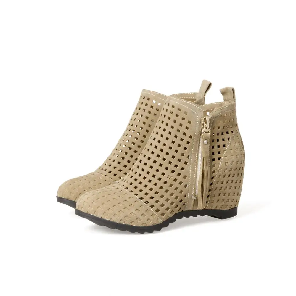 Женские ботинки на скрытой танкетке черные с круглым носком размер 34-43 для осени