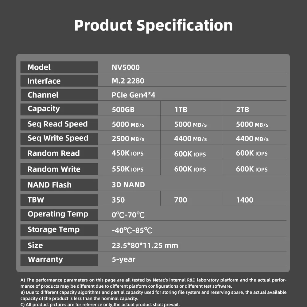 SSD-накопитель Netac NVMe 500 Гб ТБ M2 PCIe 4 0x4 M.2 |