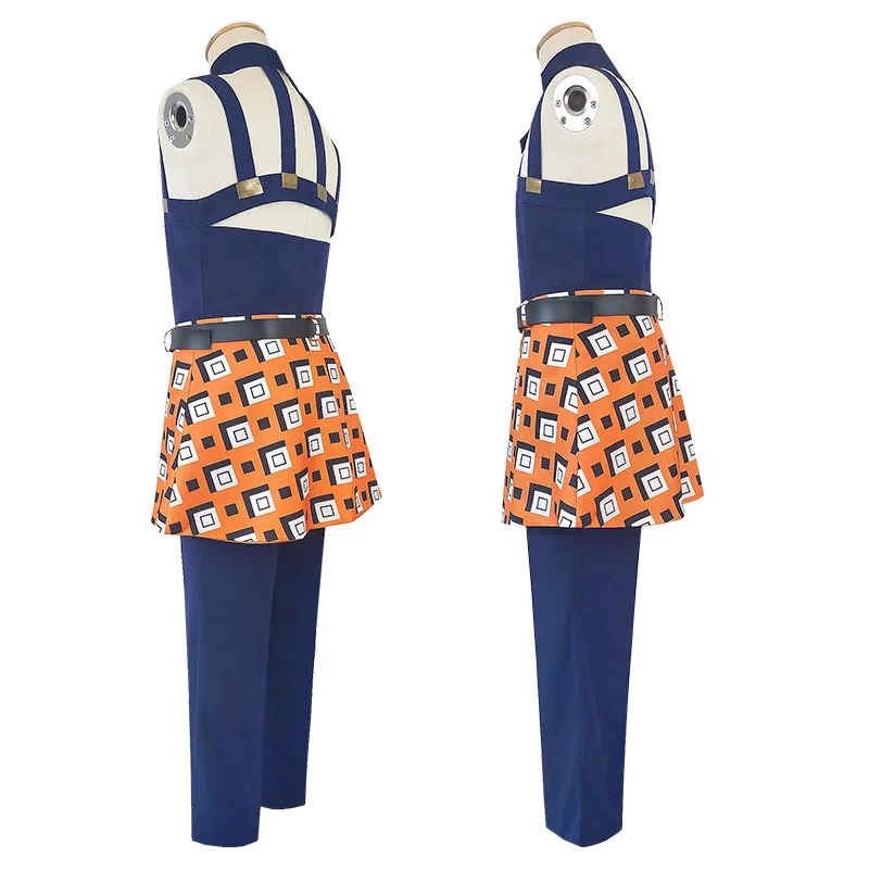 Женский и мужской необычный костюм JoJo маскарадный с топом брюками синего